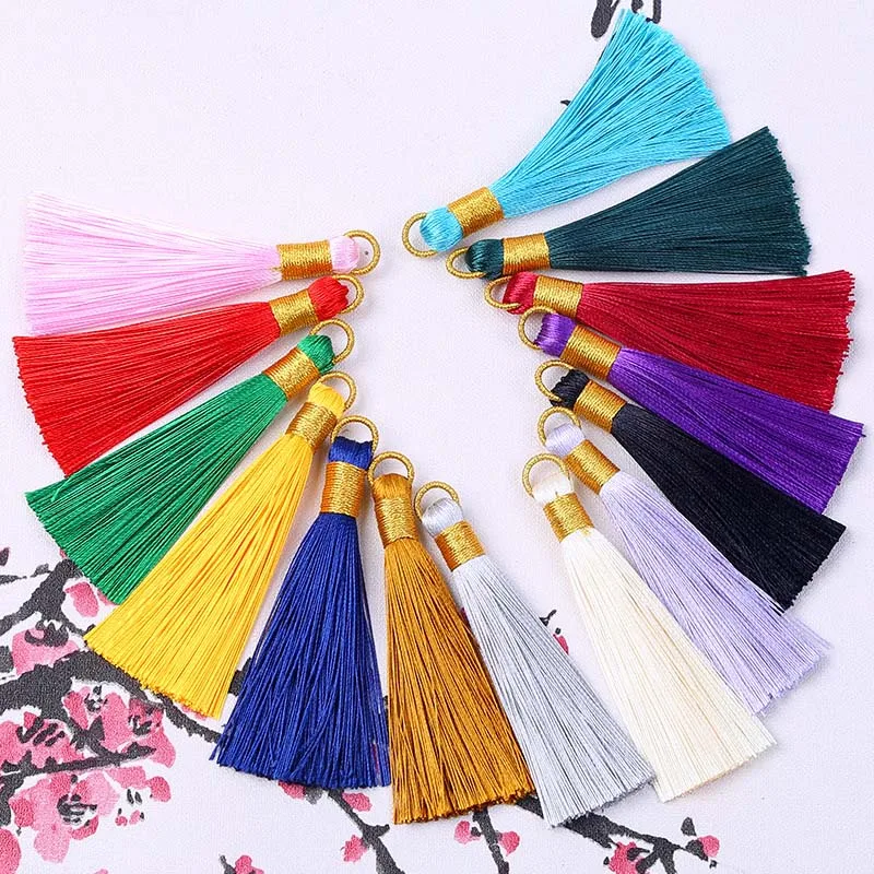 5pcs/lot 8cm Multicolor Cotton Silk Tassel Brush Cords fit Earrings Charm Pendant Satin Tassel for Car Bag