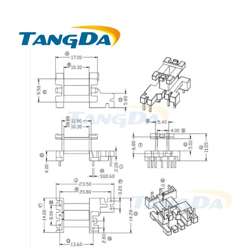 

Tangda EF EF15 Type 3+2+2 pin 7P Bobbin magnetic core + skeleton ferrites Power Transformer housing PC40 Widen Broadening