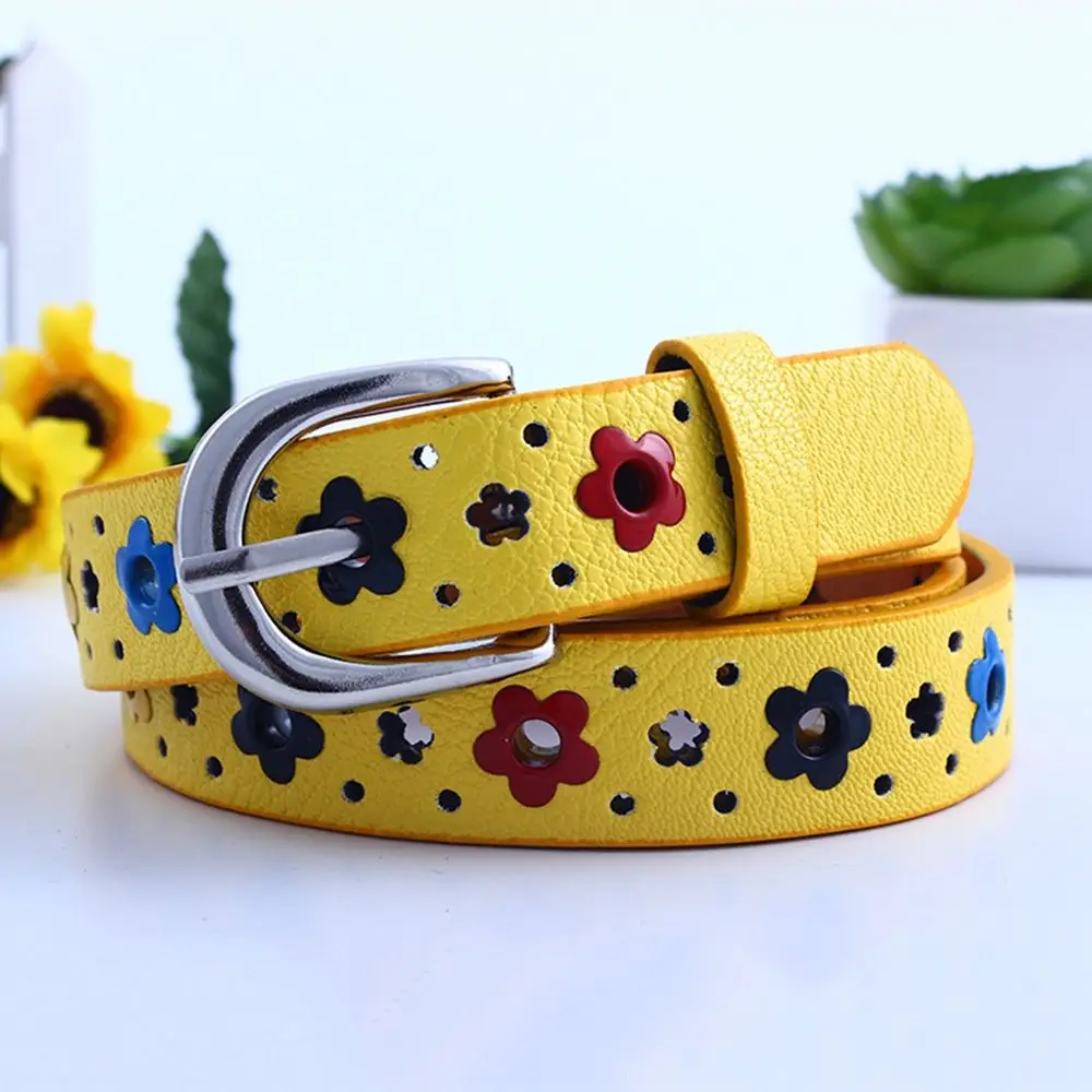 Ceinture en cuir PU pour enfants, papillon creux, fleurs, garçons et filles, réglable, environnement, ceinture pour femme, marque