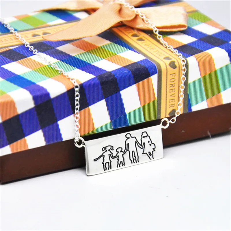 

Engraved Drawing Pendent Solid Silver Bar Hand Stamp Picture Outline Personalized Memory Jewelry