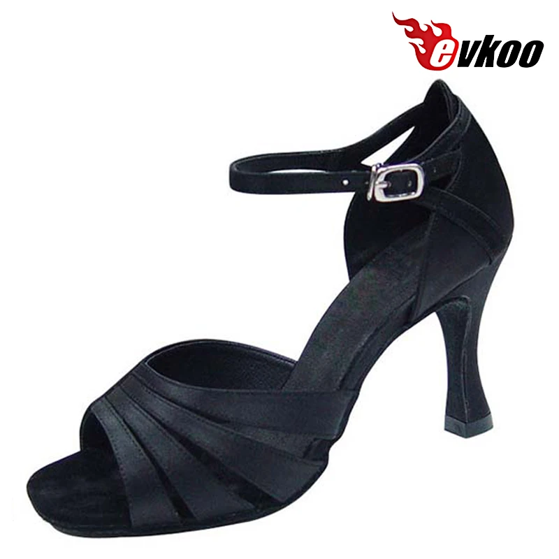 Evkoodance-Sapatos de dança cetim brilhante Pu Salsa Feminina, salto preto dourado prateado, salto de 7cm, estilo de personalização profissional, Evkoo-166, 2017