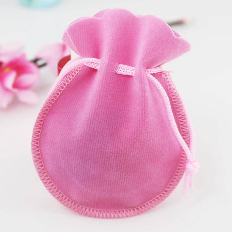 

Free Shipping 100pcs/Lot 7x9cm Small Pink Velvet Bag Cute Gourd Pouch Bag Party Wedding Favor Jewelry Packaging Bags Gift Bag
