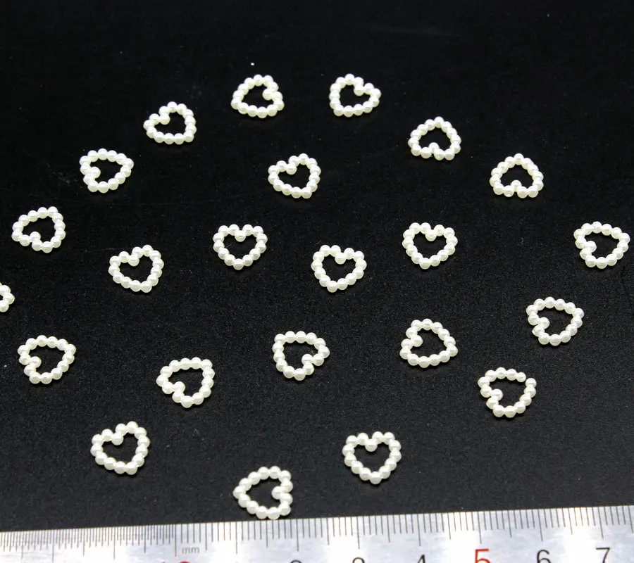 2000pcs Faux Beaded Heart Pearl Cabochons / Pearlized Heart Ring Cabochon Cream White (10mm)