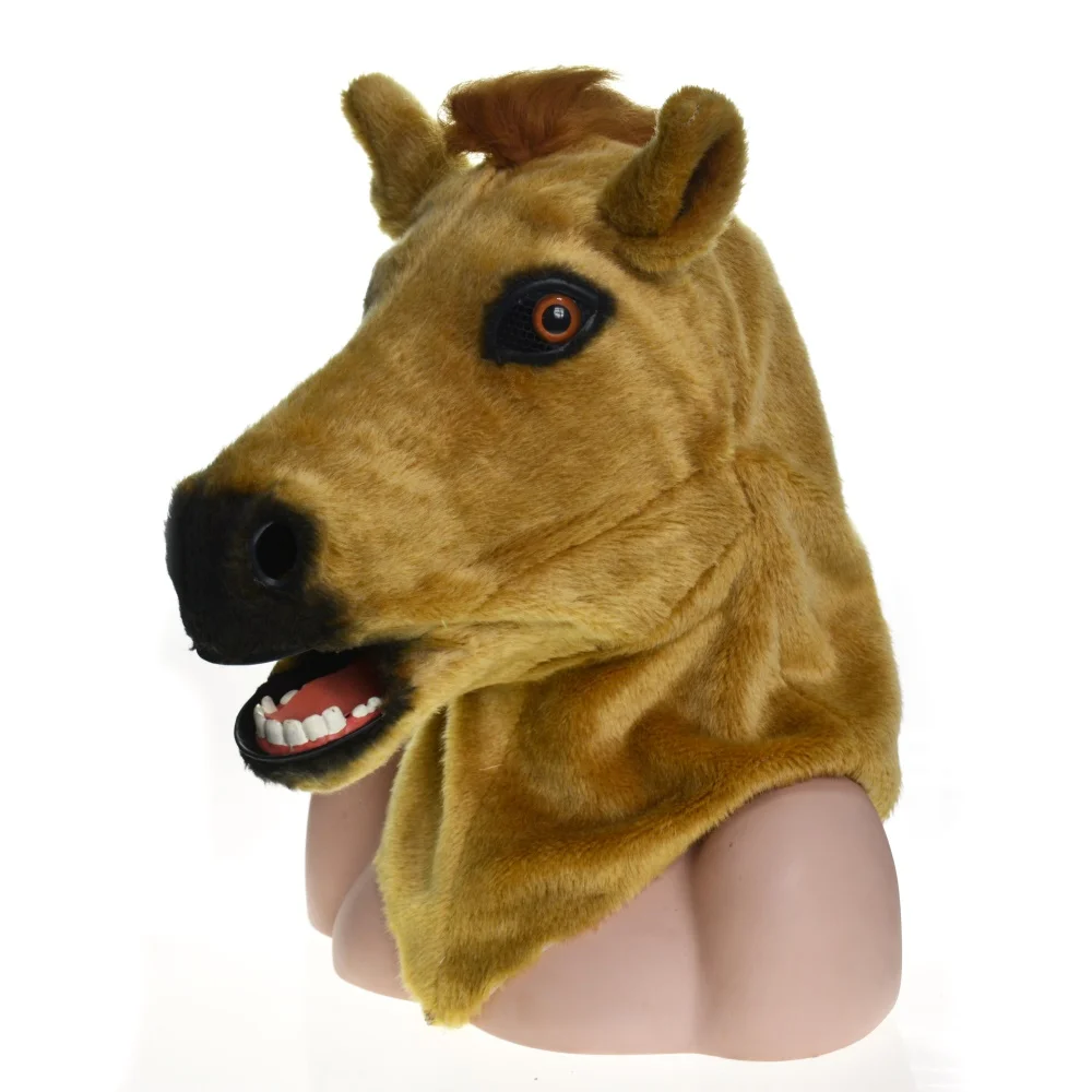 

HuiTai patent costume PS Full Head handmade Halloween brown horse Horrible moving mouth mask