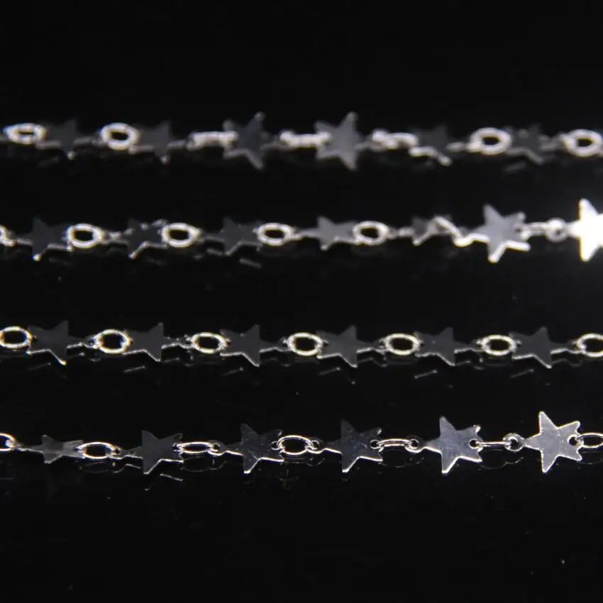 ¡Nuevo! Cadena de Metal chapada en plata, accesorios de estrella de 7mm, abalorios colgantes de estrella de moda, cadenas hechas a mano, joyería de collar DIY