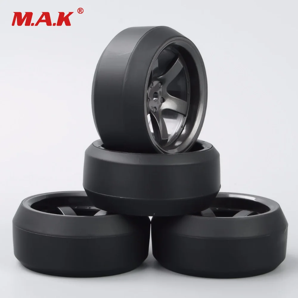 4Pcs/Set 1/10 RC Accessory 12mm Hex 3 Degree Drift Tires & Wheel Rim For HPI HSP 1:10 On-Road Car Parts D5M+PP0367 Model Toys