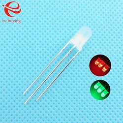 10pcs/lot F3 3mm LED Bi-Color Diffused Red Emerald-Green Common Cathode Round Light Emitting Diode Dual Foggy Two Plug-in DIY
