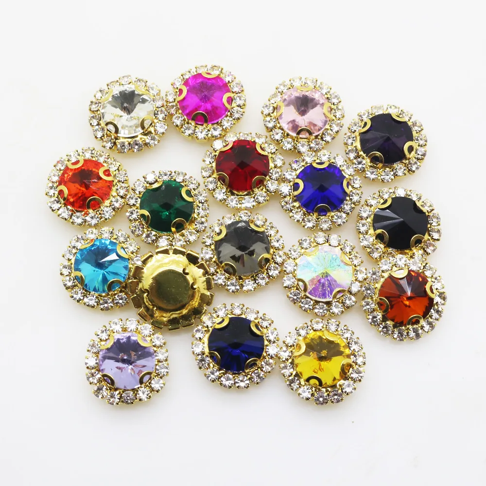 Mix Glass Clothing Buttons 10Pcs/Lot 15mm Round Shank Fur Coat button Button DIY Hand sewing Decoration Accessories