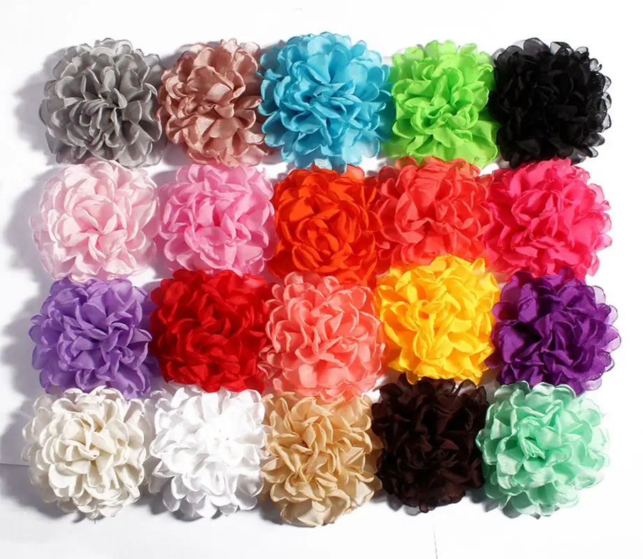 

10pcs/lot 4inch 20colors Vintage Burned Eage Chiffon Artificial Flower Clips For Hair Accessories Fabric Flowers For Headbands