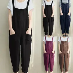 Womens Sleeveless Dungarees Rompers Jumpsuit Loose Pants Overalls Playsuits