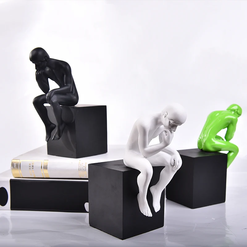 Classic simple modern thinker figure statue home furnishings Unique Art Thinking Life Office Desktop bookend stand