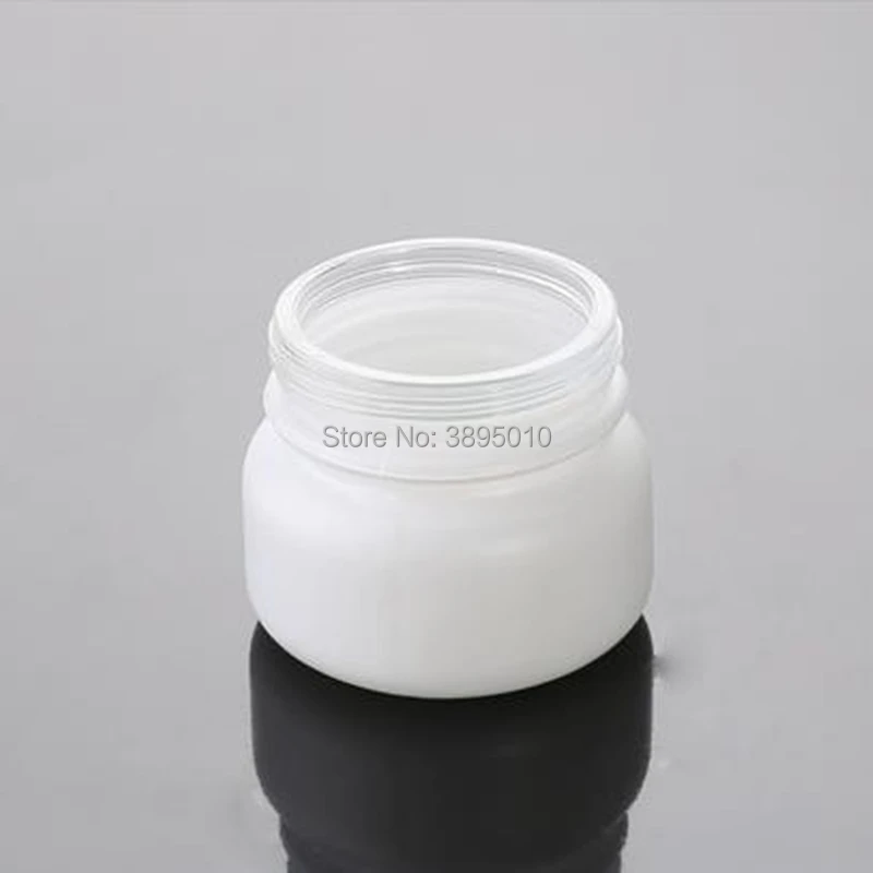 50g Empty white Glass Jar Cosmetic Container Handmade Cream Packaging Luxury Bottles with black lid F863