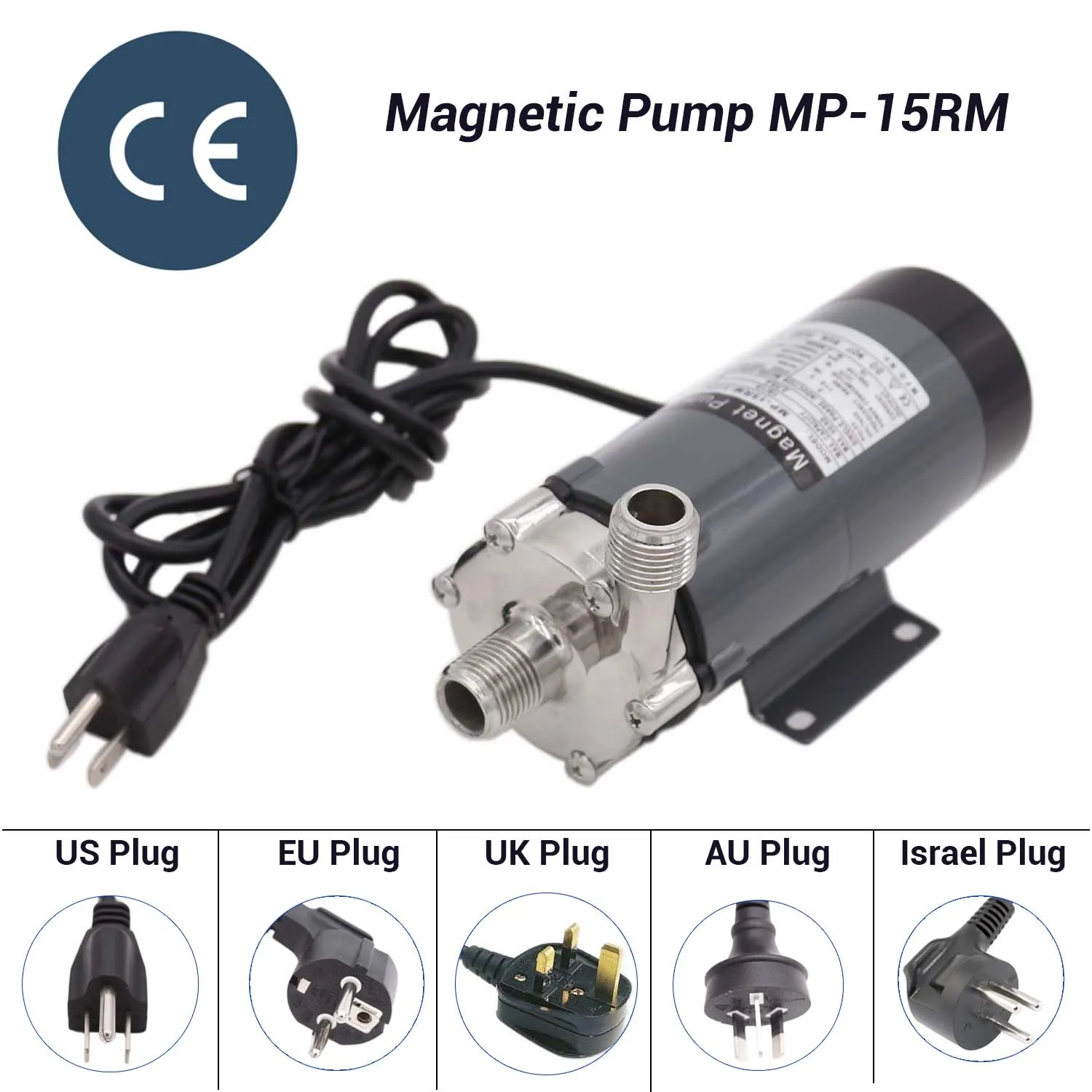 

Stainless Steel Head Magnetic Drive Pump 25 Watt MP-15RM Homebrew Beer and Wine Pump High Temperature Resisting 140C
