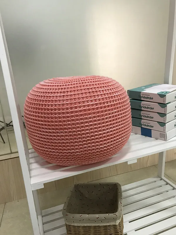 Nuovo POUF per casa cuscino rotondo in lana lavorato A maglia POUF prendi un cuscino per i piedi