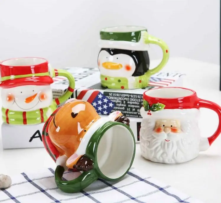 

3D Santa Claus Snowman Ceramic Mugs Water Cups Milk Cup Cute Drinkware Christmas Snowman Deer Santa Claus Coffee Cup SN1537