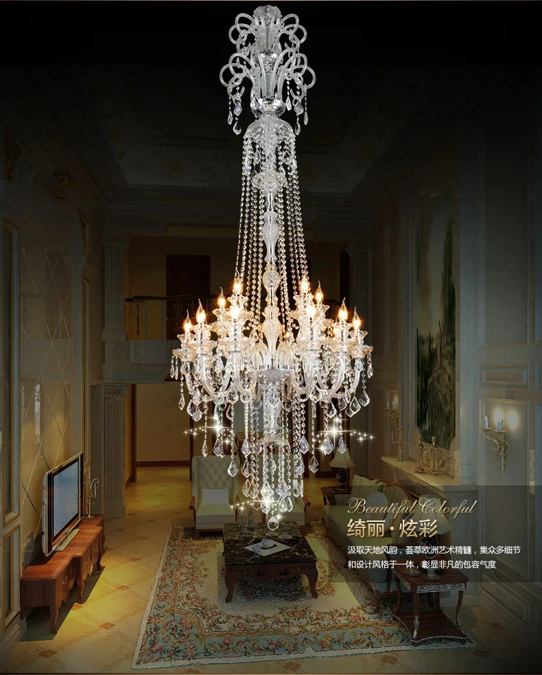 

Large Extra Long12/15/18/24 Lights Stair Luxury Crystal Chandelier Modern K9 Lobby Hotel Lustres De Cristal Candle Lamps Fixture