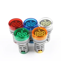 New 220V AC 22mm Round LED Mini Digital Display Voltmeter Voltage Monitor Indicator Signal Light Tester Measuring Tool Min