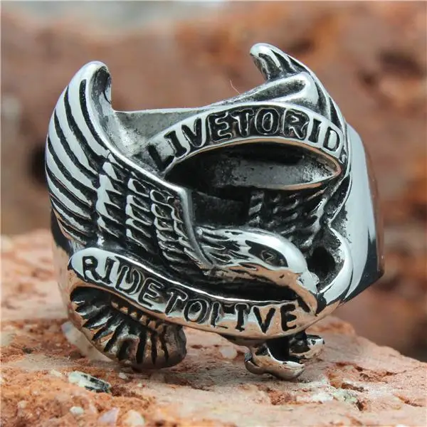 316L Stainless Steel Biker Eagle Ring Mens Motorcycle Biker Eagle Band Party Ring Hot