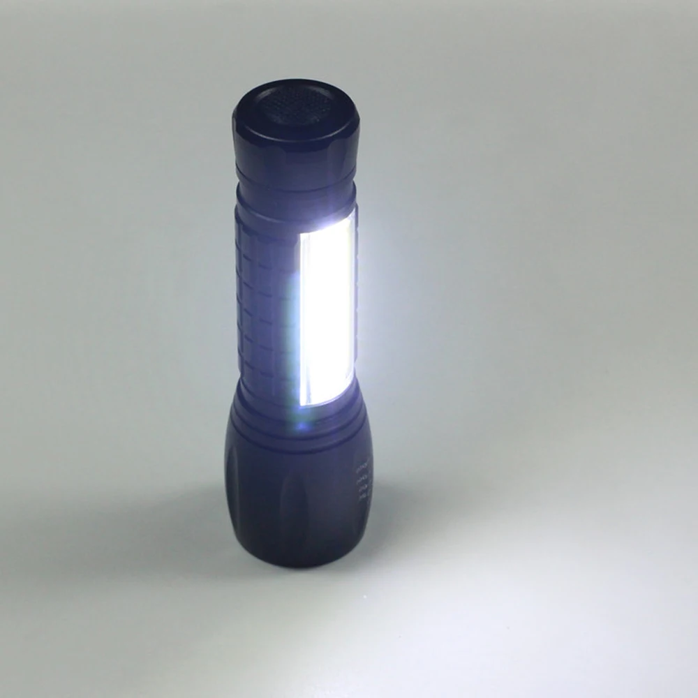 Mini linterna LED COB USB, linterna recargable con enfoque de Zoom, funciona con batería integrada, Cable USB con caja