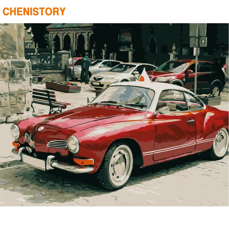 

CHENISTORY Frameless Vintage Car DIY Painting By Numbers Landscape Modern Wall Art Hand Painted Unique Gift For Home Decor 40x50