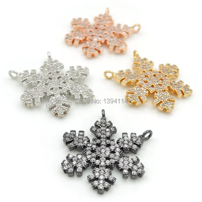 

20*20*2mm Micro Pave Clear CZ Snowflake Charm Of Double Circles Fit For Women As Necklaces Accessory