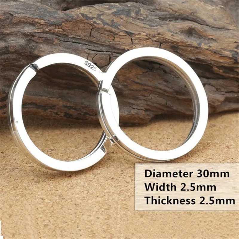 925 Sterling Silver Large Key Ring Split Ring for Key Chain Diameter 30mm