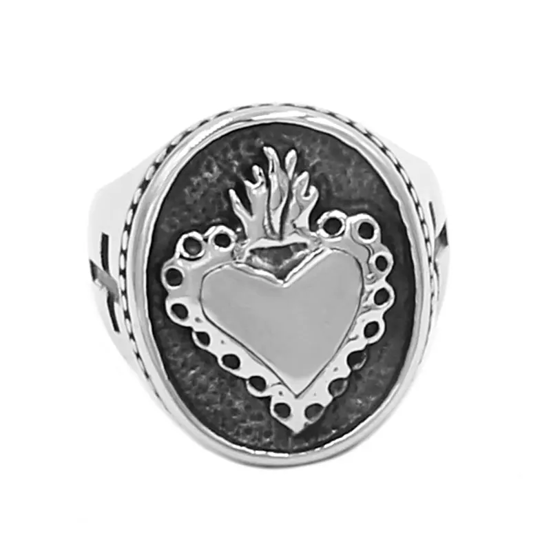 Fashion Crown Heart Ring Stainless Steel Jewelry Silver Color Cross Motor Biker Mens Women Ring Wholesale SWR0706