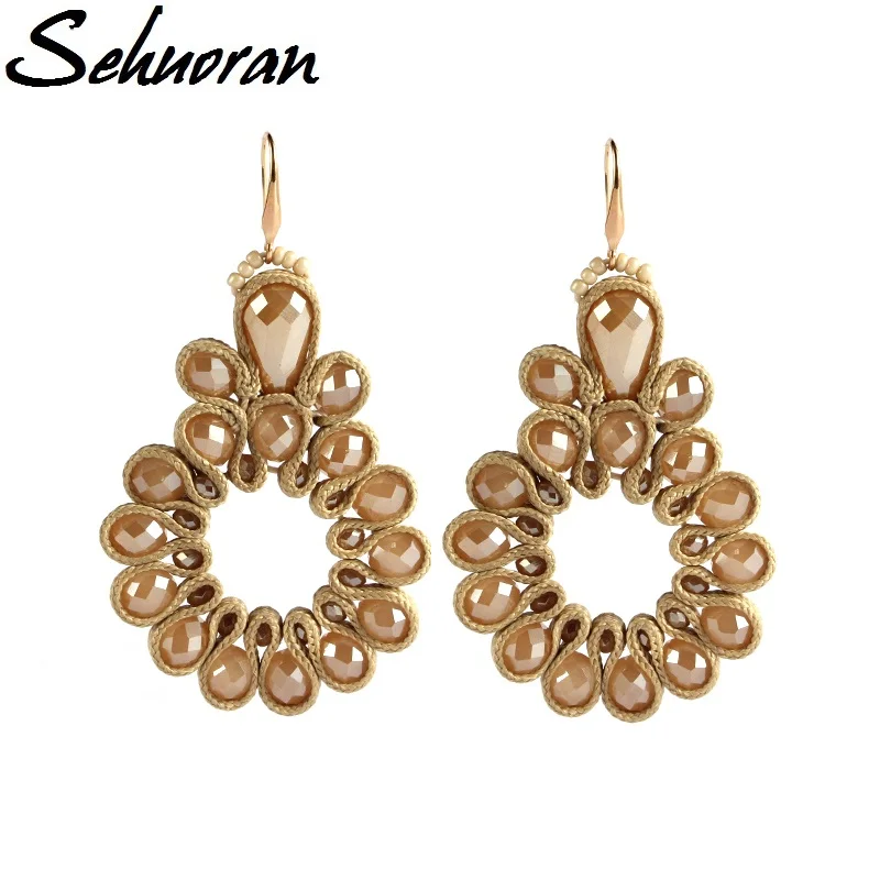 Sehuoran 2017New Earrings for woman big drop oorbellen voor vrouwen Crystal pendientes brincos statement hot sales earrings