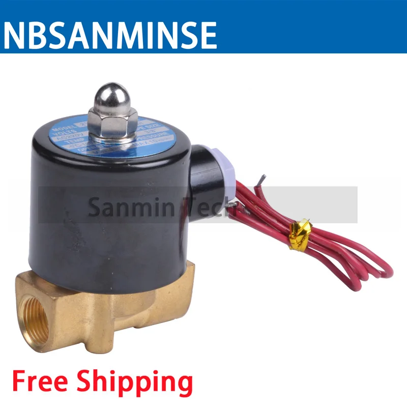 2WH 1/8 1/4 3/8 2Mpa 100% Brass direct acting two position two way solenoid valve high pressure Water Valve NBSANMINSE