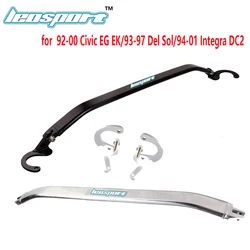 Barra Del puntone anteriore Leosport nera per 92-00 Civic EG EK/93-97 Del Sol/94-01 Integra DC2