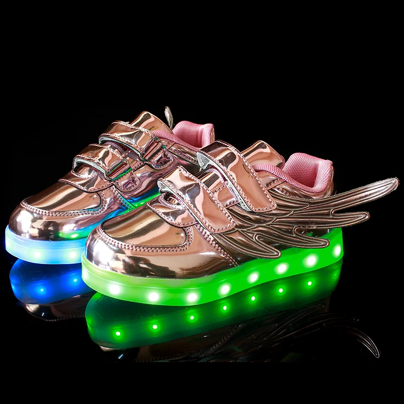 JawayKids-zapatillas de deporte brillantes con carga usb para niño y niña, zapatos luminosos con alas led para correr, a la moda