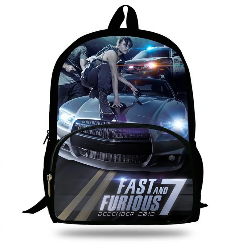 Fast Furious 7&8 design Backpack Children Characters Print School Bags For Teenage School Backpacks Kids Daily Bag For mens boys