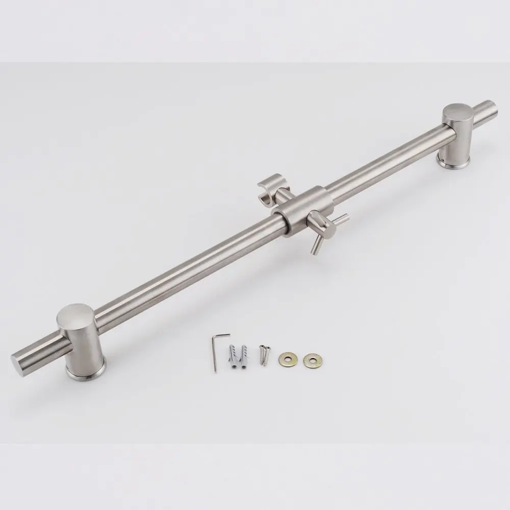 All Stainless Steel Slide Bars with  Handheld Shower Bracket Height and Angle Adjustable, Brushed Steel