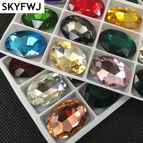 Oval Rhinestone 4x6,6x8,8x10,10x14,13x18,18X25,20x30mm All Colors Pointback Glass Crystal Stones DIY Garment dress making