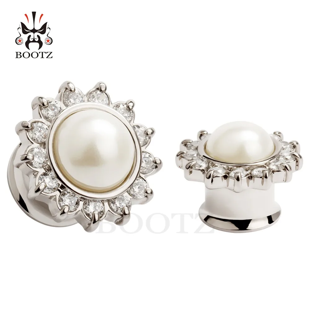 KUBOOZ 2PCS Ear Piercing Stretcher Tunnel Fashion Crystal Stainless Steel Plug Gauges Body Jewelry Expander Earring Gift Unisex