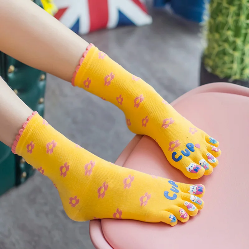 

Cotton Five Finger Socks Cartoon Split 5 Toe Socks Kawaii Women Cotton Socks