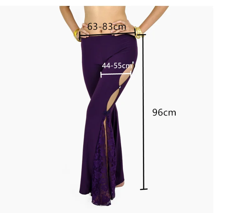 Women Belly Dance pants lady Side slit lace practice senior crystal cotton bellydance Long Flared Trouser Professional dancewear