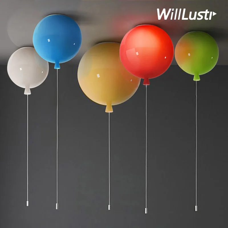 

Modern Colorful Glass Ceiling Light Bedroom Nursery Children's Room Kindergarten Hotel Mall Baby Room Multicolor Balloon Lamp