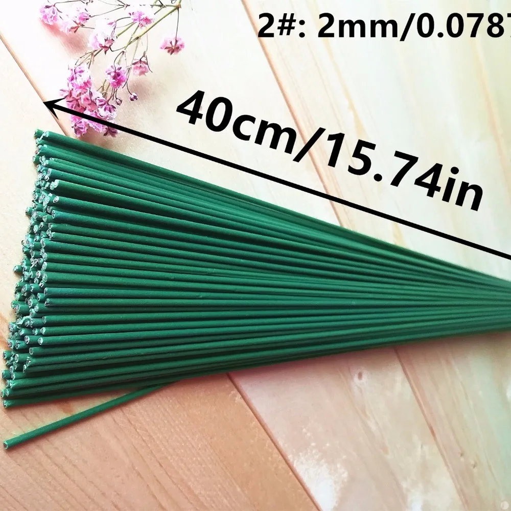 1/2/3/4/5mm 40/60cm Artificial Green Flower Stem DIY Floral Material Handmade Wire Stem Accessoies for Wedding Home Decoration