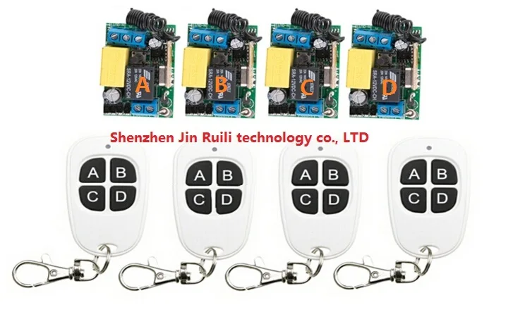 

AC 220 V 1 CH Wireless remote control switch System fashion simple black-white remote control 4 Transmitter +4 Receiver