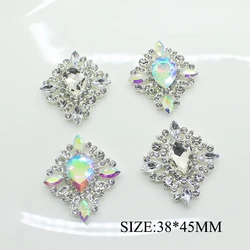 LKERAN 5 pz/35*40MM metallo fibbia diamante bottoni in lega acrilica bottoni strass per vestiti artigianato accessori per cucire