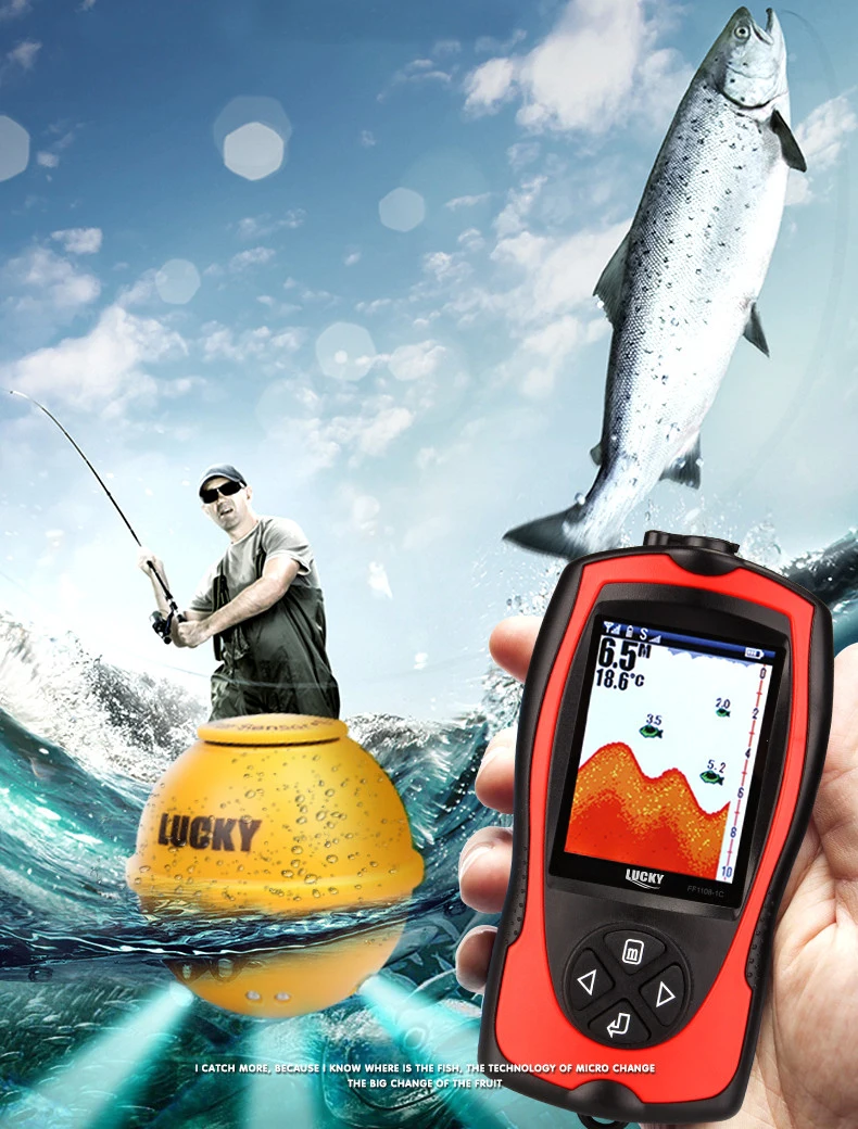 

FF1108-1CWLA LUCKY Colored Wireless Fish Finder Operational Range 60 m Rechargeable Battery Portable