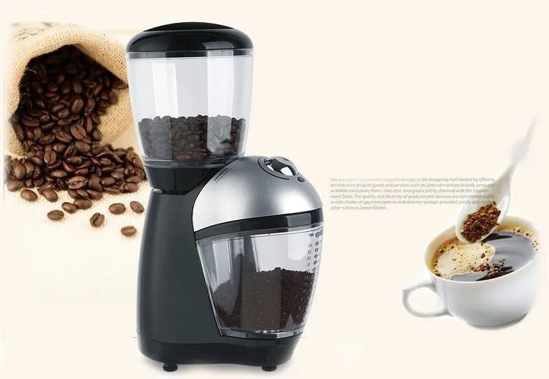 Burr grinder 7oz (200g) bean capacity/electric home coffee grinder /cafe grinder/coffee mill with titanium alloy grinding plate