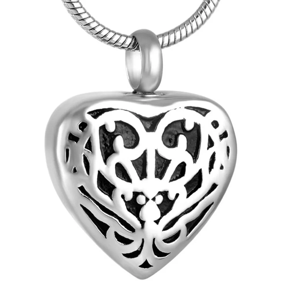 MJD9108 Discount !!! Big Sale 50% Off Pattern Heart Cremation Jewelry Memorial Pendant Urn Necklace