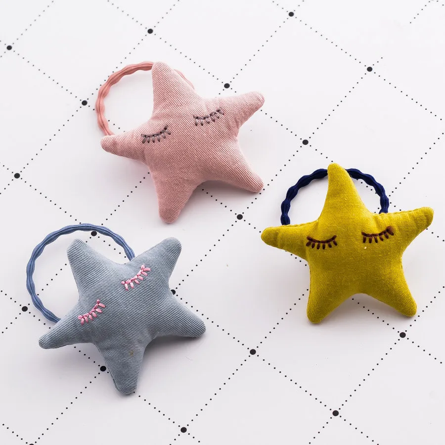 

Boutique 30pcs Fashion Smile Star Hair Tie Ponytail Holder Cute Cartoon Elastic Hair Bands Princess Headwear Hair Accessories