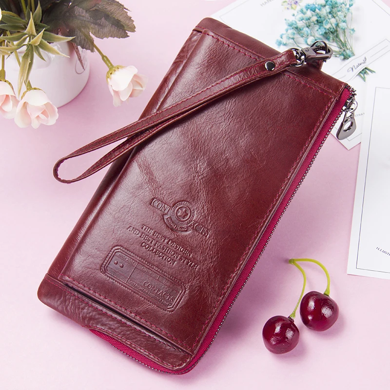 Female Long Coin Purse Genuine Leather Women Wallet Big Capacity Money Bag With Phone Pocket Fashion Card Holder Clutch Wallets