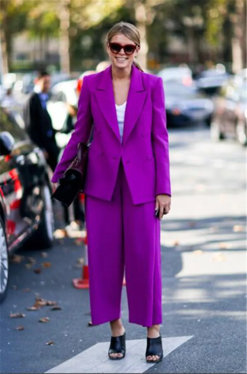 

Custom Made 2 Piece Set (Jacket+Vest) Purple Women Elegant Pants Suits Ladies Business Pant Suits Formal Office Suits