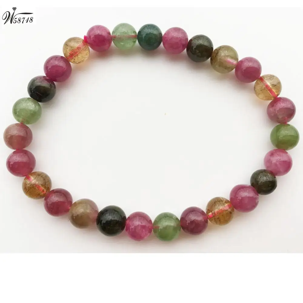 Fashion Jewelry 6~7mm  Natural Tourmaline Ball Beads Stretch Bracelet  7