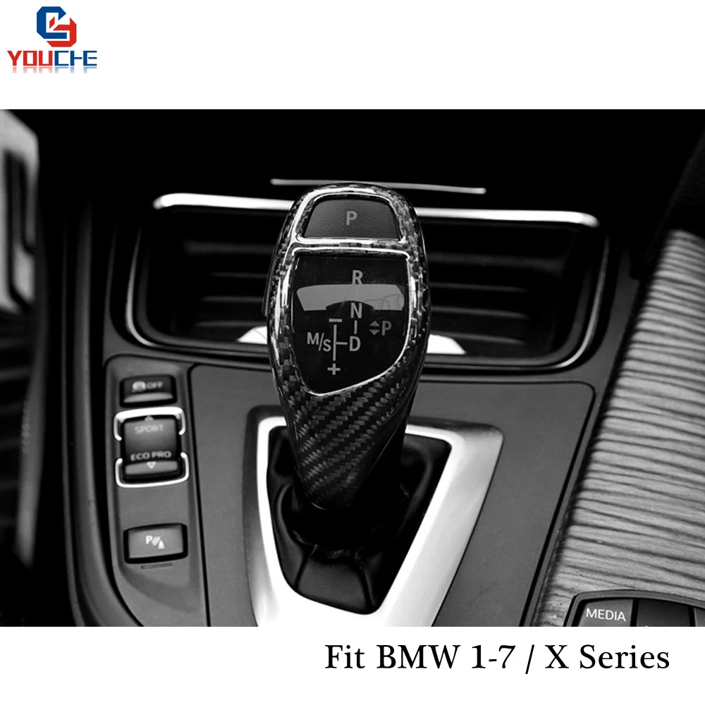 Carbon Fiber Gear Shift Knob Cover Sticker for BMW 1 - 3 Series F30 F10 F20 F22 F23 E90 F32 F36 F06 F12 F13 X1 X3 X4 X5 X6