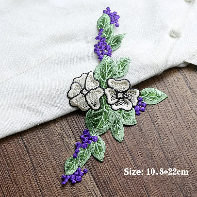 AHYONNIEX Brand Exquisite Soft Summer Embroidery Flower Patches for Clothing Lace Dress DIY Applique Accessories Sew On Patches